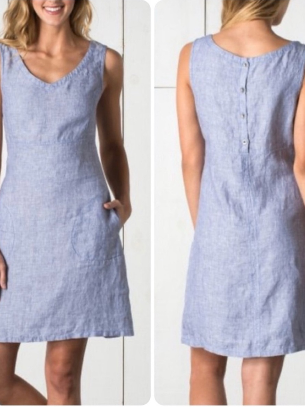Light Blue Sleeveless Linen Dress